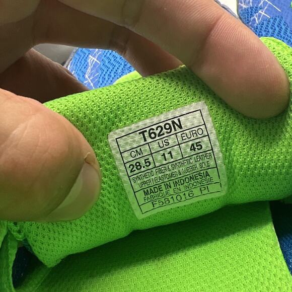 Asics Mens T629N Super Feather Weight Running Shoe Neon Blue & Green Size 11 - Picture 10 of 10